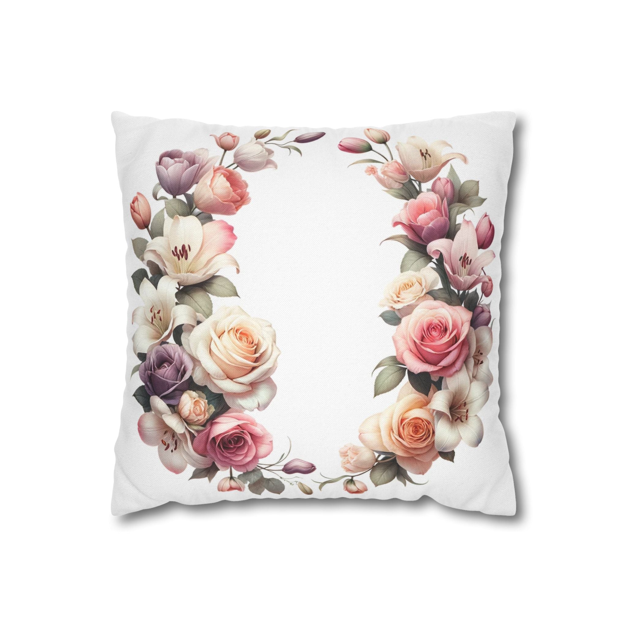 Roses on white background - Polyester Square Pillowcase