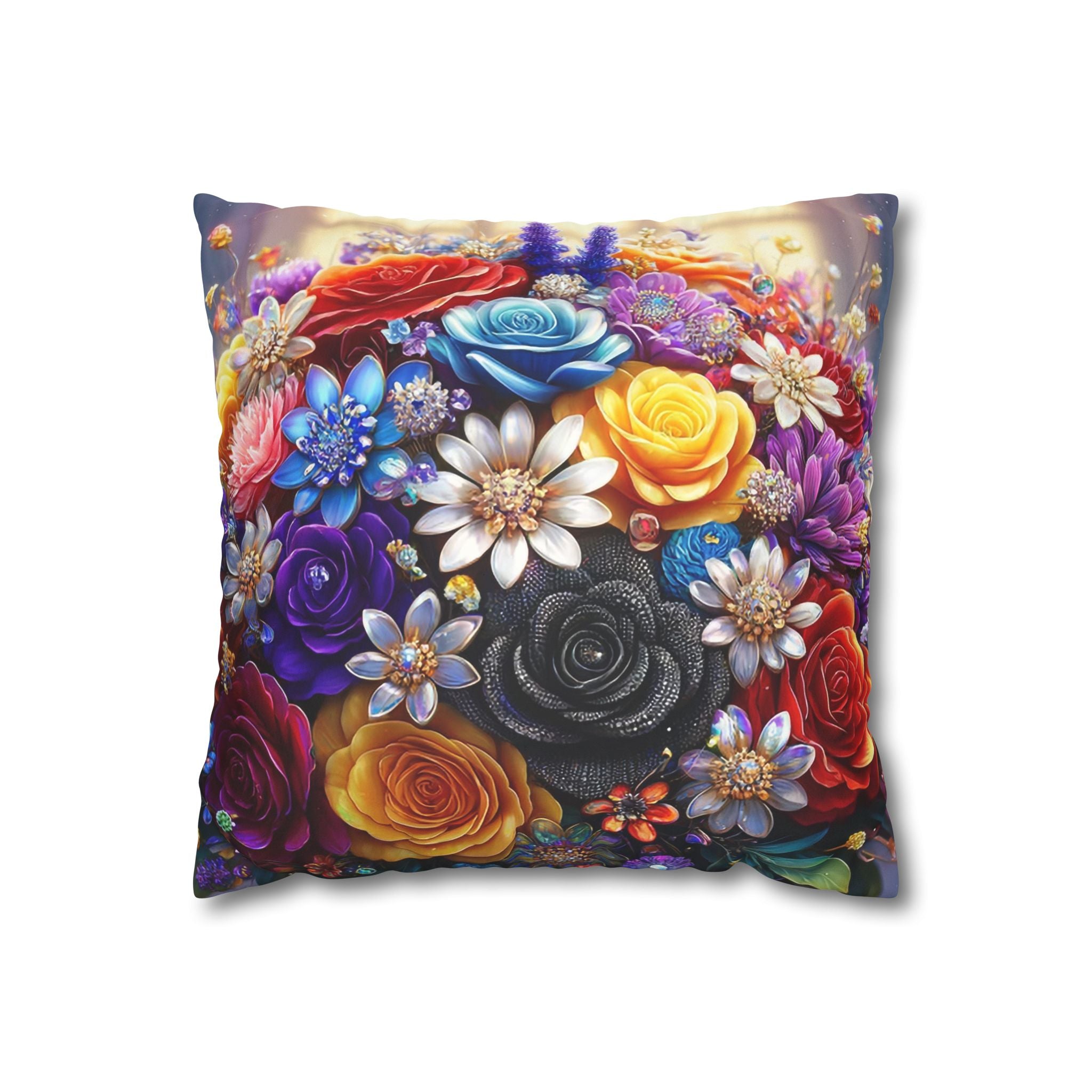 Bouquet of colourful flowers (in the sun) - Suede Square Pillowcase