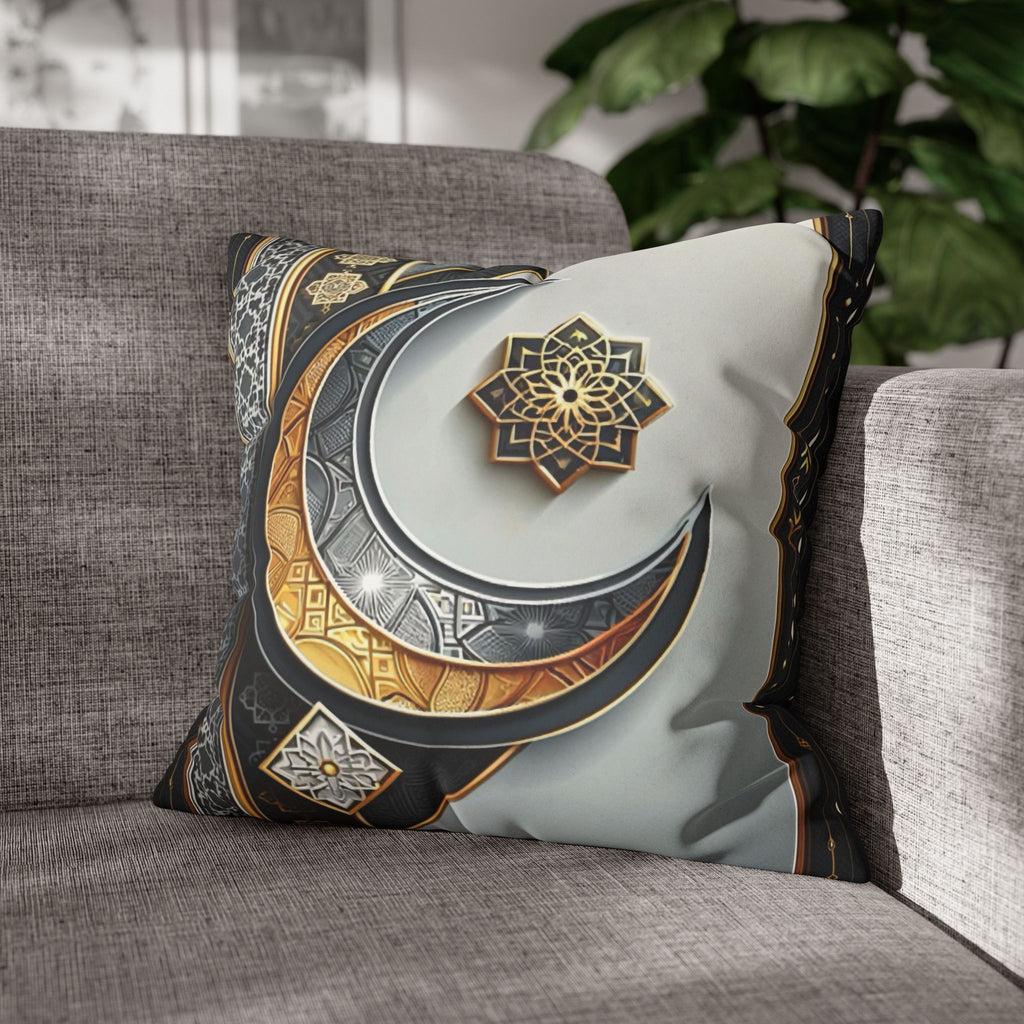 Islamic Art (gold & silver moon)) - Suede Square Pillowcase