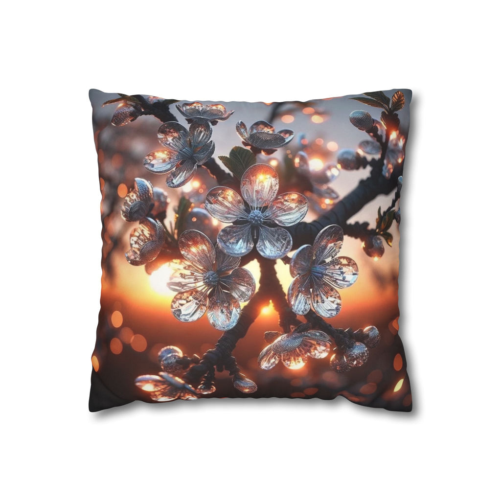 White, diamond flowers (in the evening) - Suede Square Pillowcase
