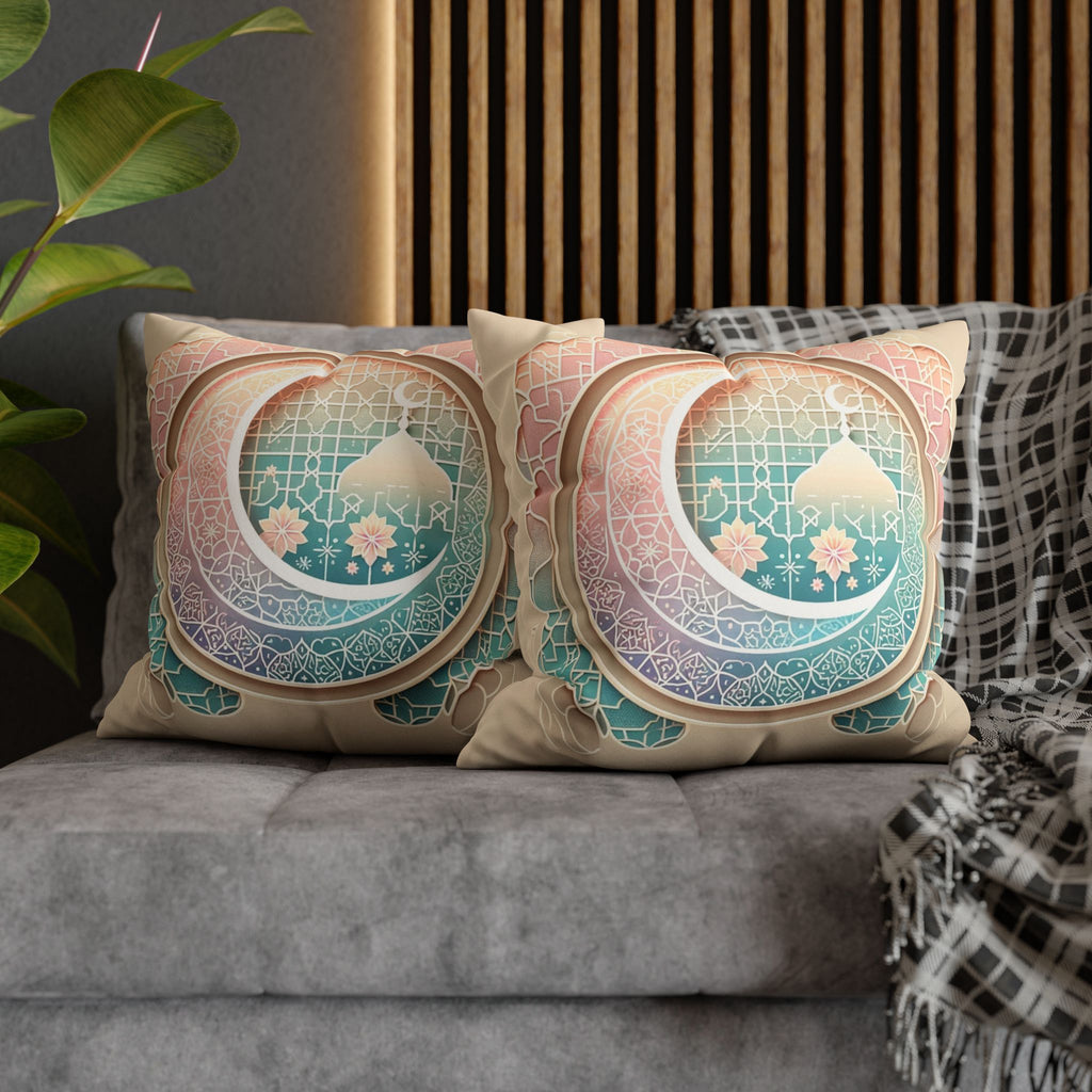 Islamic Art (pastel pink and green) - Suede Square Pillowcase