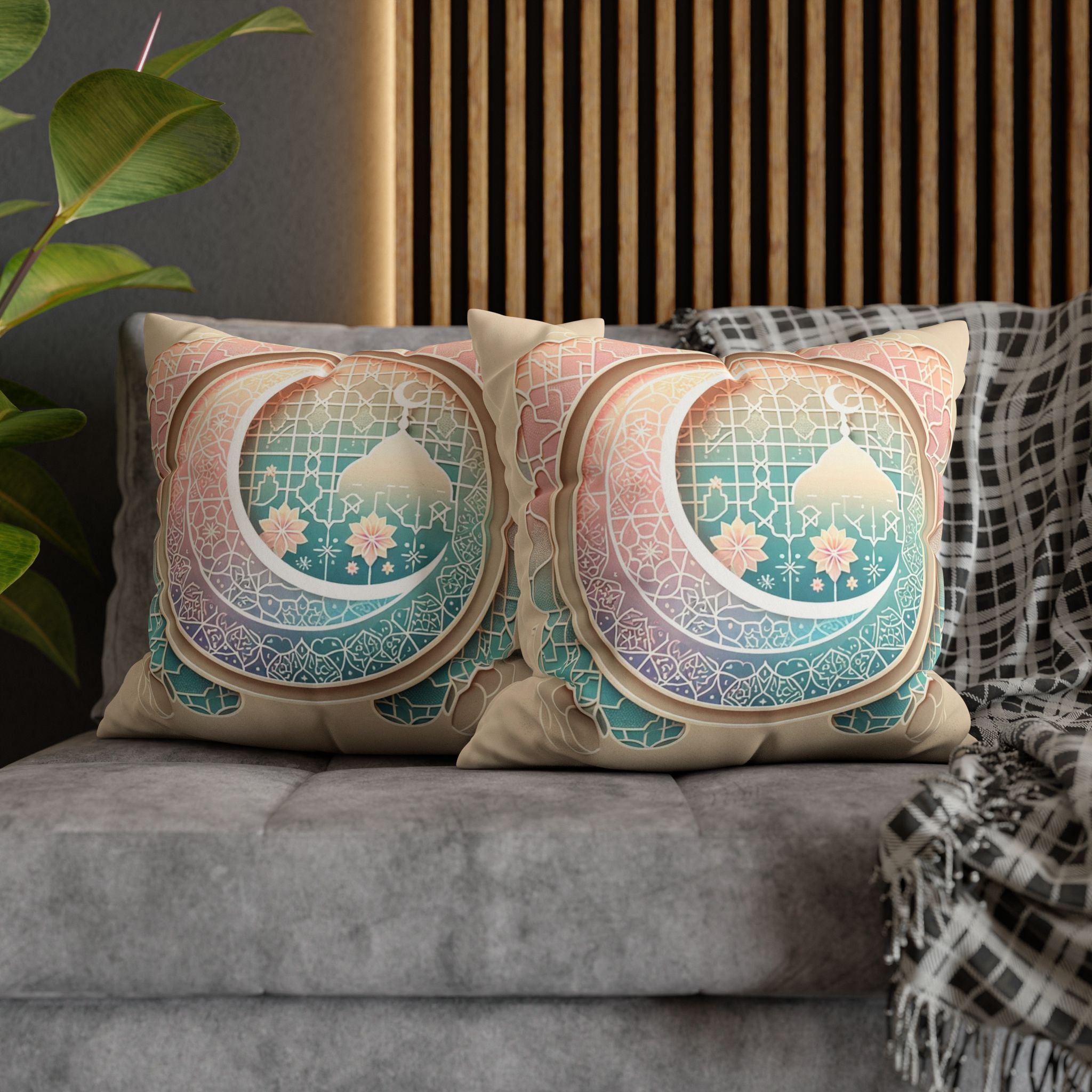 Islamic Art (pastel pink and green) - Suede Square Pillowcase