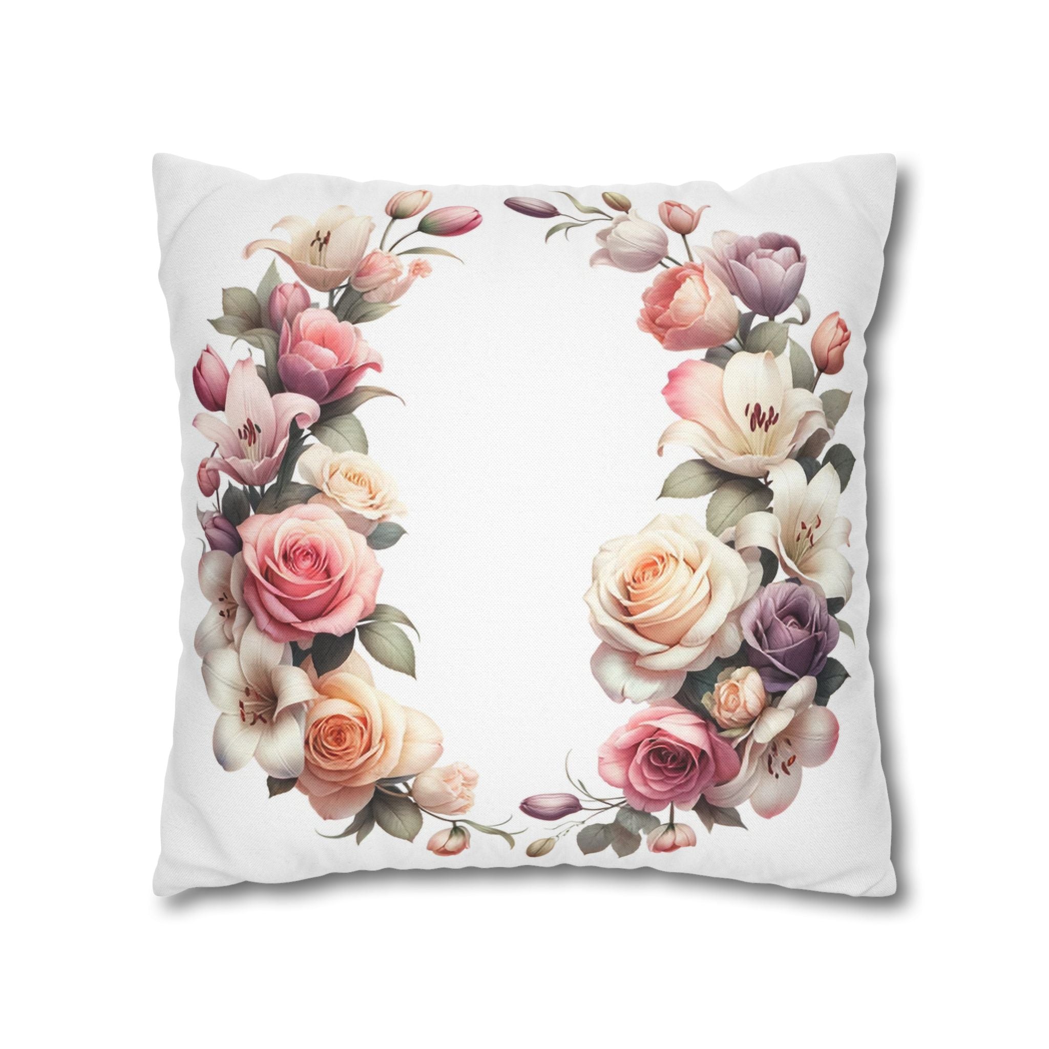 Roses on white background - Polyester Square Pillowcase