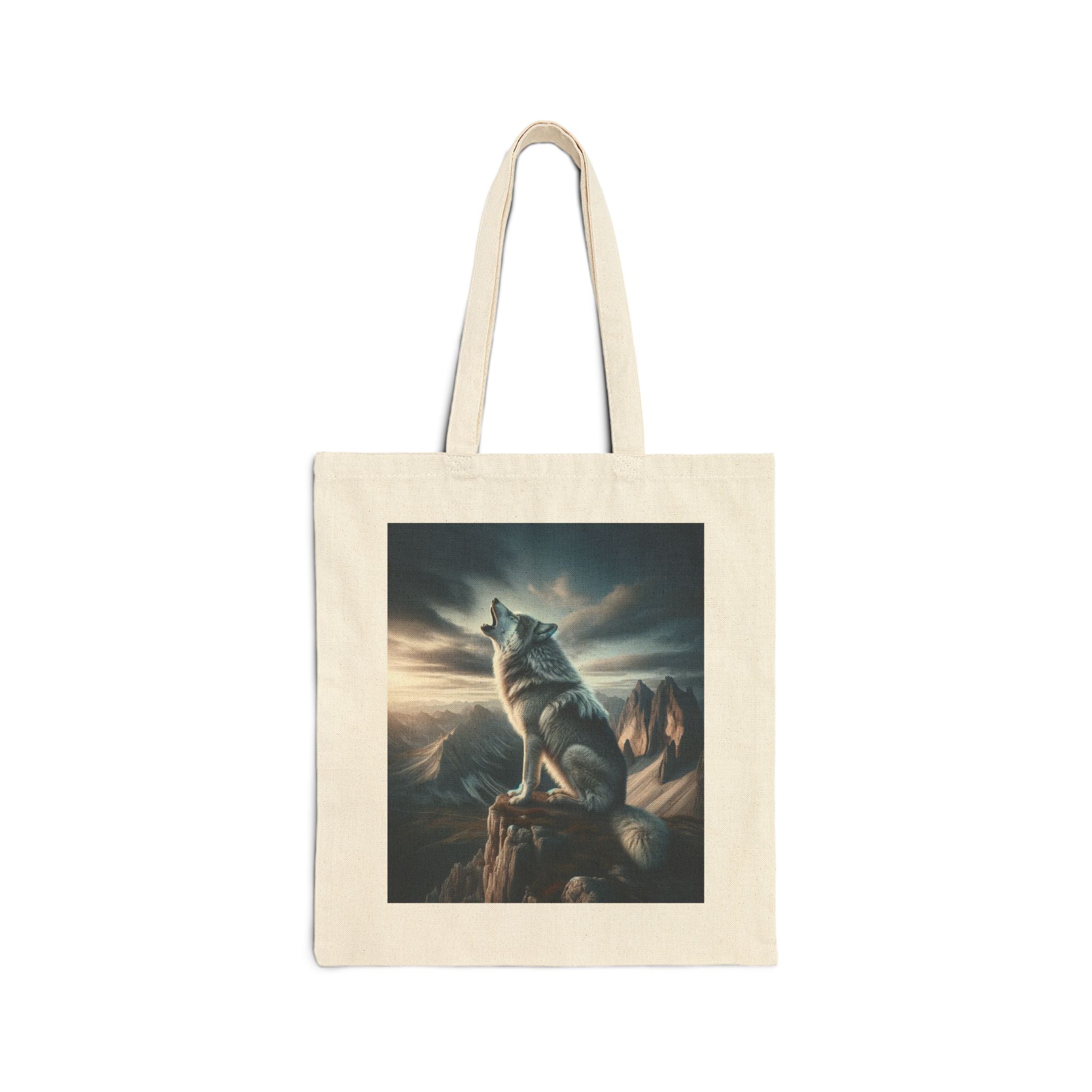 Wolf Howling - Cotton Canvas Tote Bag