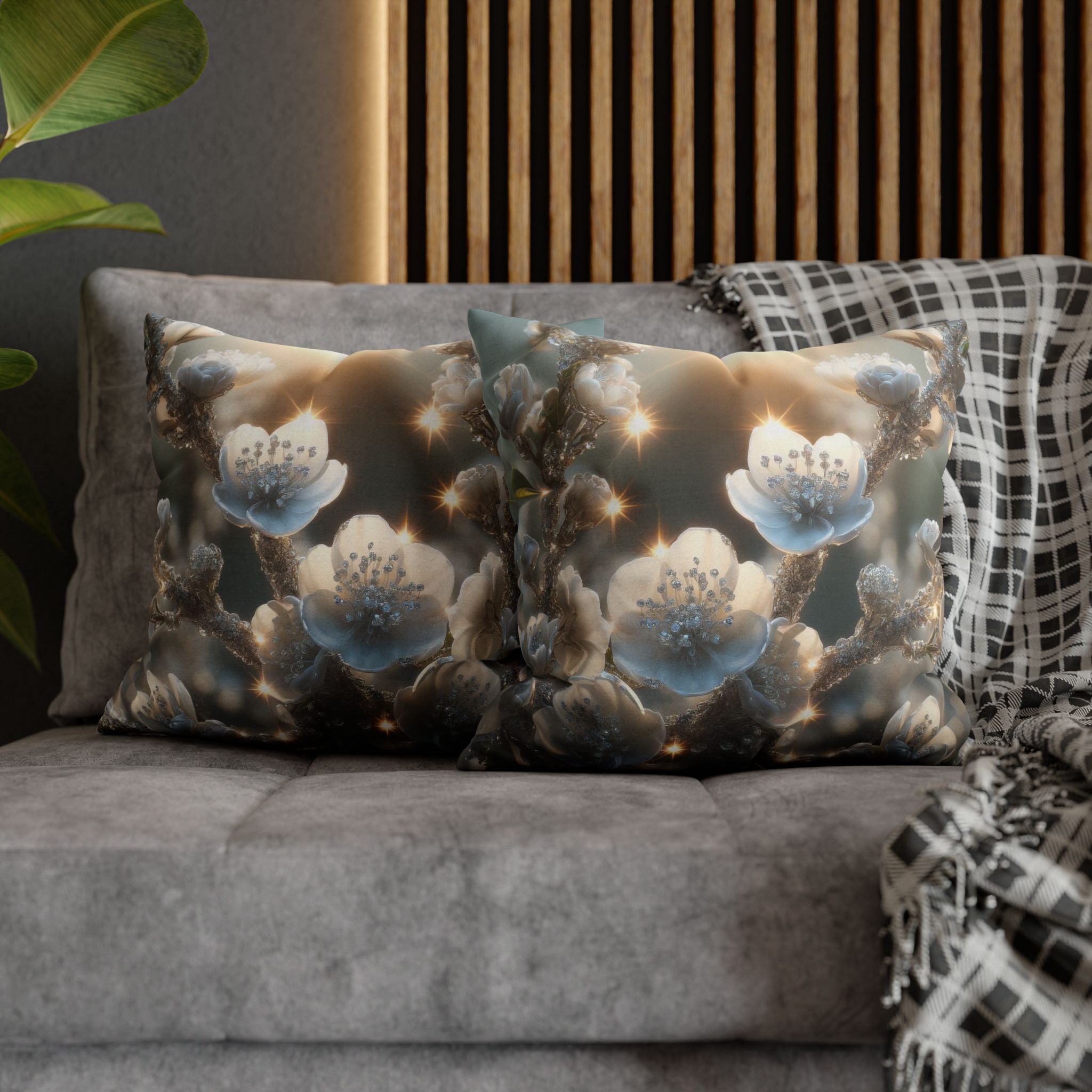 Small white flowers - Polyester Square Pillowcase