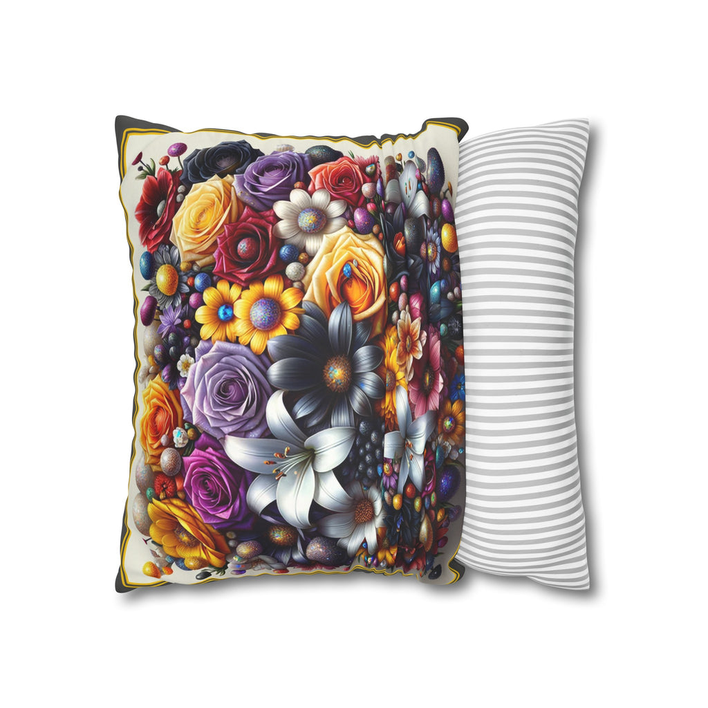 Colourful Bouquet (3) - Suede Square Pillowcase