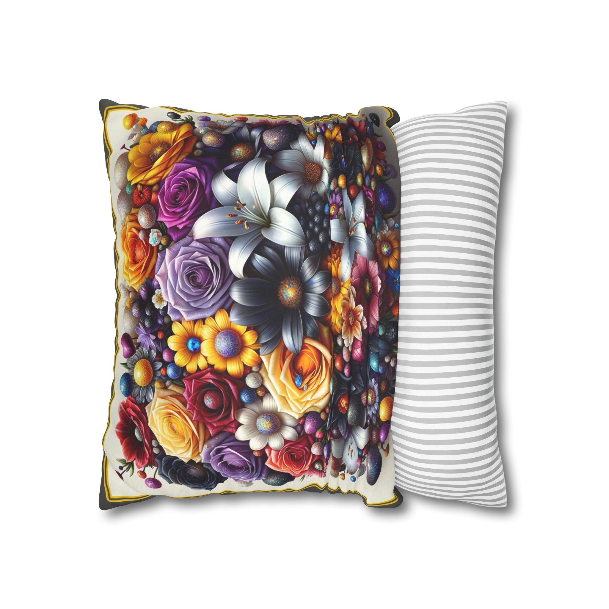 Colourful Bouquet (3) - Suede Square Pillowcase