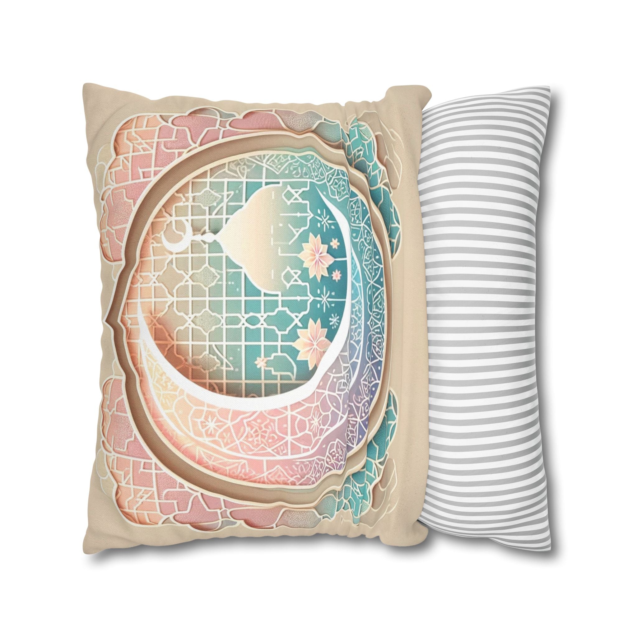 Islamic Art - peach coloured - Polyester Square Pillowcase