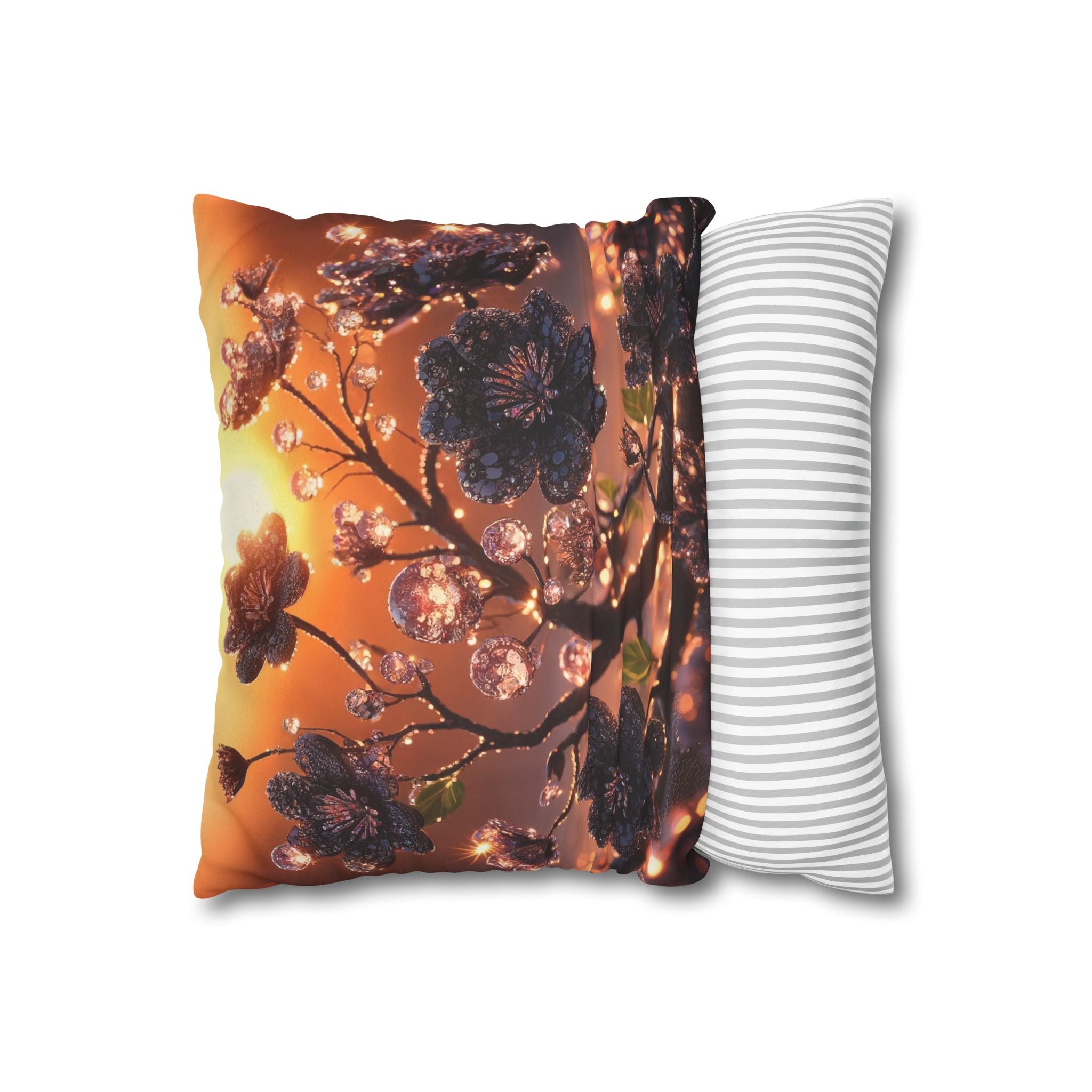 Black diamond flowers (in sunset) - Suede Square Pillowcase