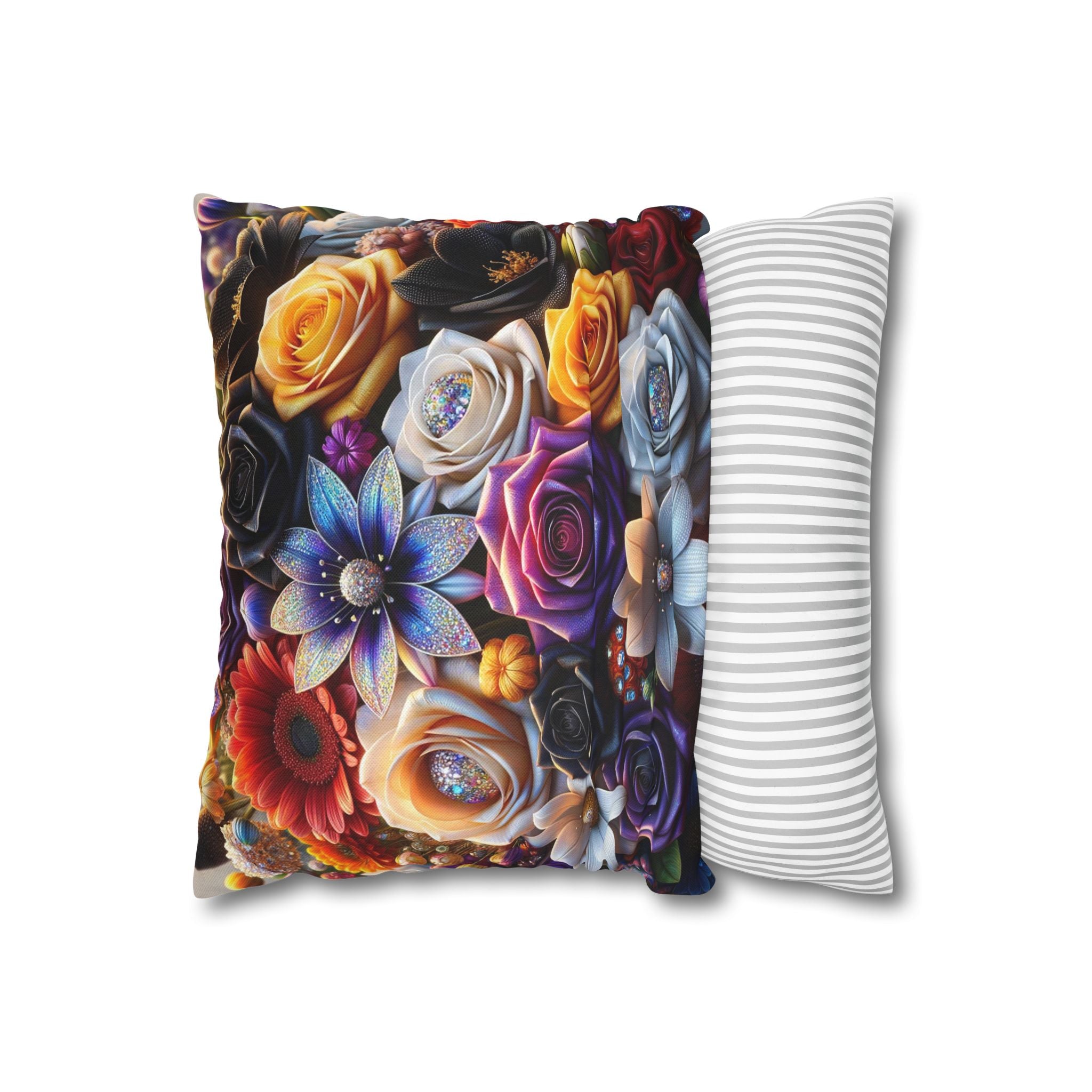 Colourful Bouquet (big flowers) - Polyester Square Pillowcase