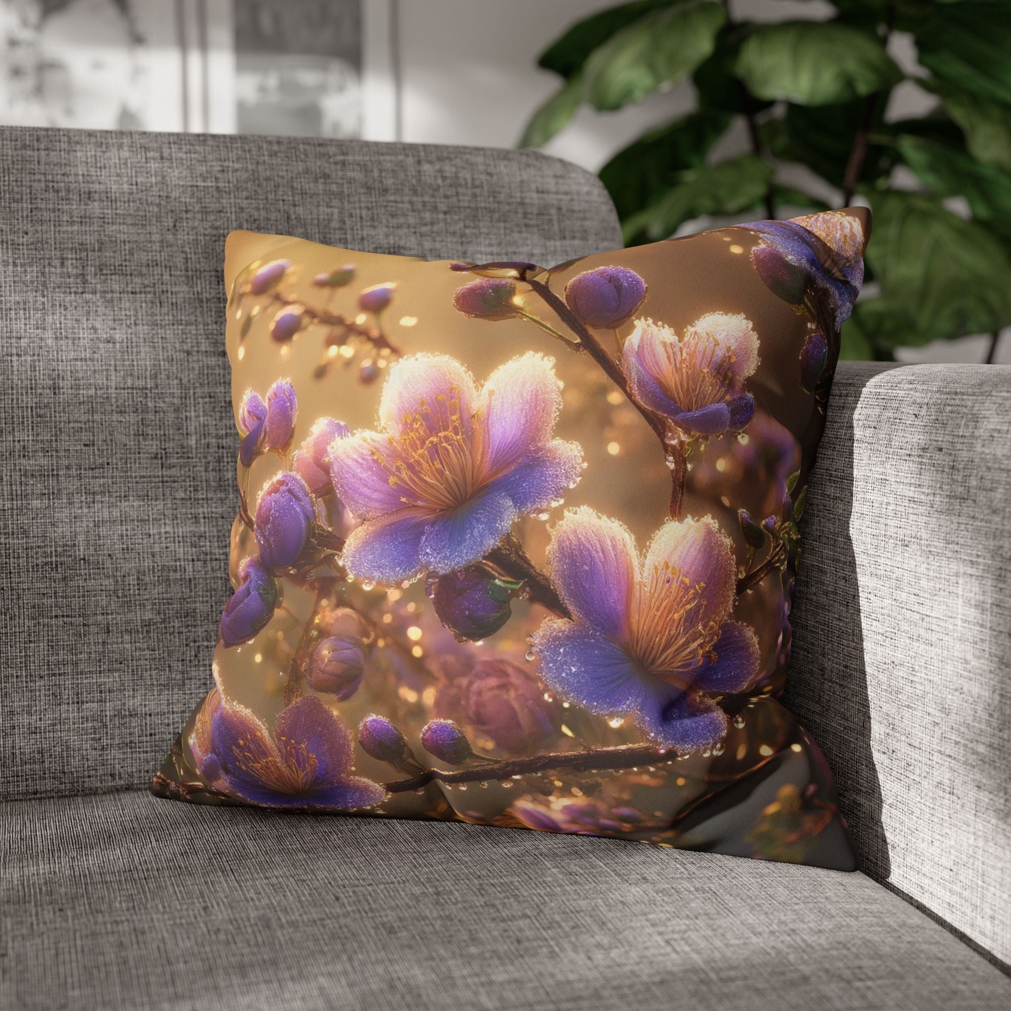 Purple and white flowers - Suede Square Pillowcase