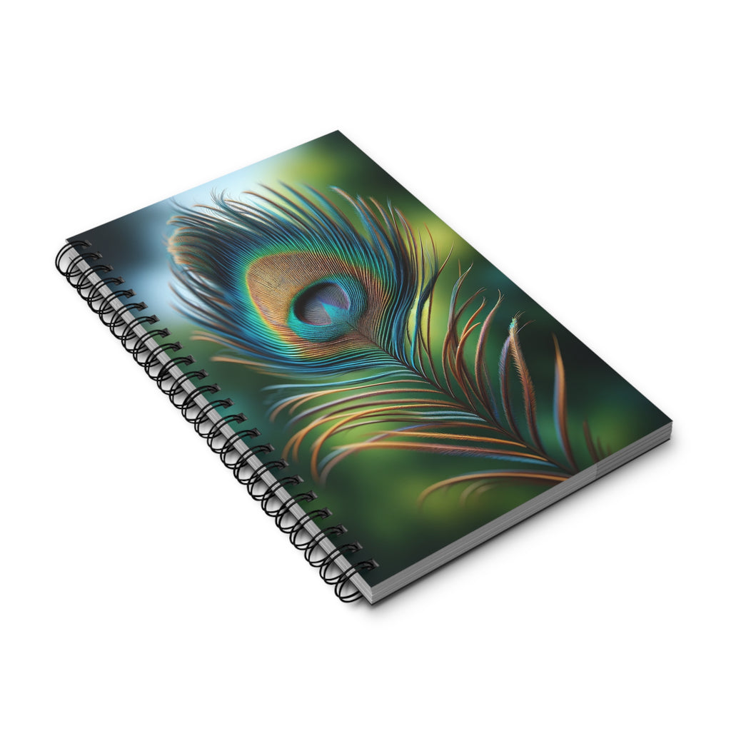 Fantasy Peacock Feather Blue-green (2) - Spiral Journal