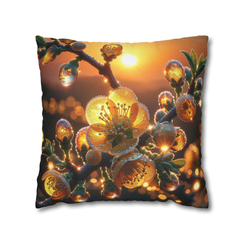Yellow diamond-like flowers - Polyester Square Pillowcase