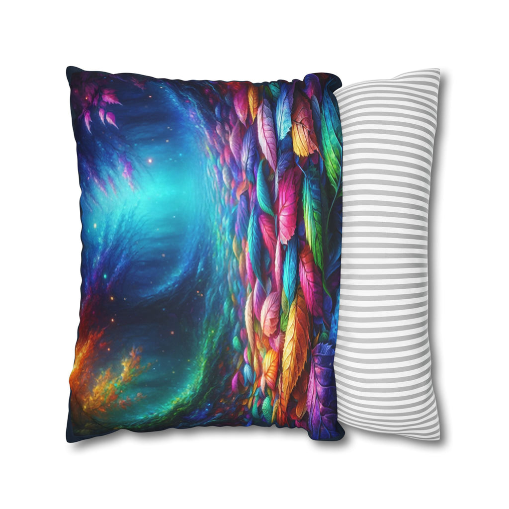 Magical leaves (blue light) - Suede Square Pillowcase