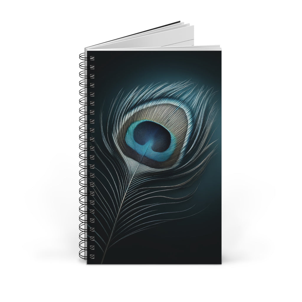 Fantasy Peacock Feather in Silver-blue - Spiral Journal