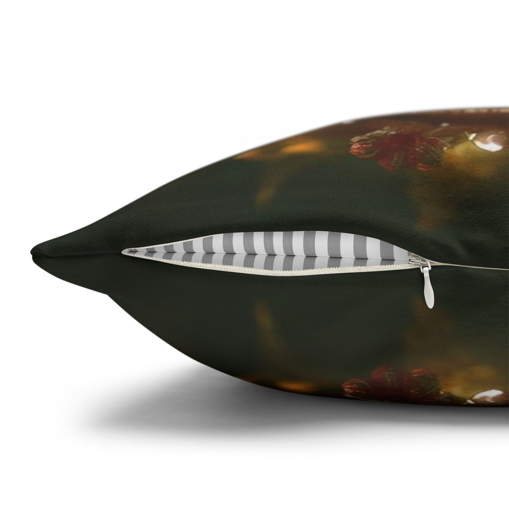 Red & white flowers in light background - Polyester Square Pillowcase