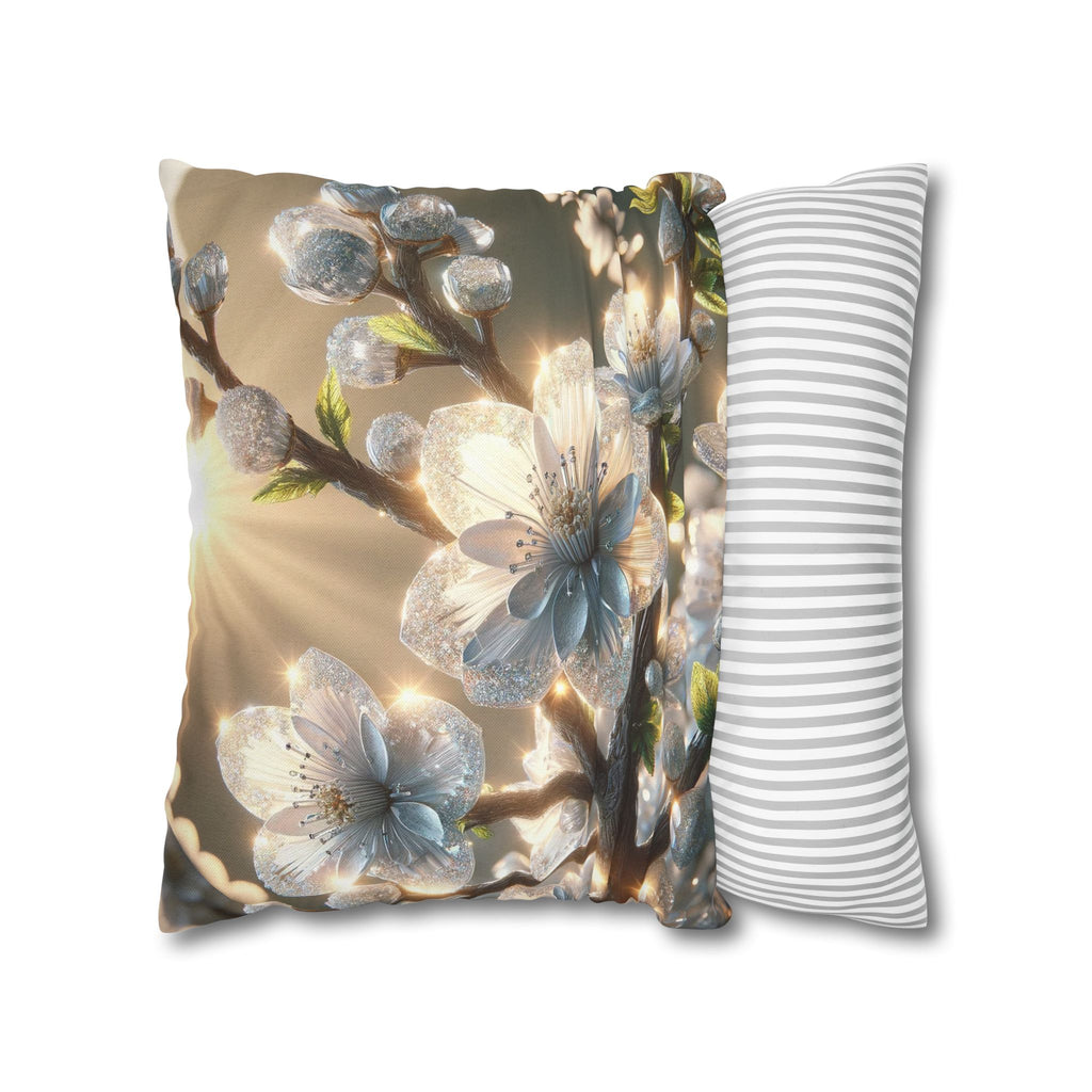 Silver-white diamond flowers - Polyester Square Pillowcase