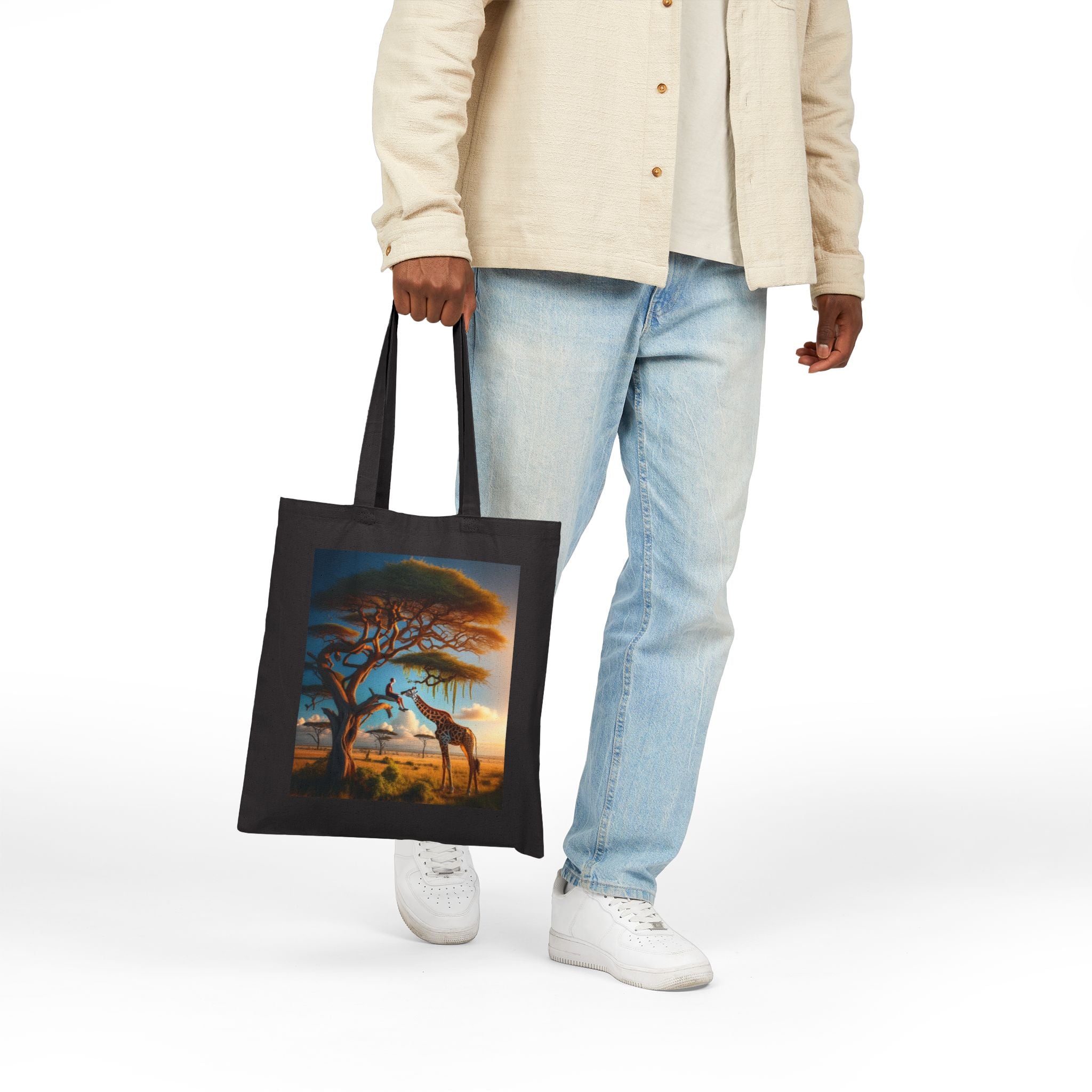 African Sunset Giraffe - Cotton Canvas Tote Bag