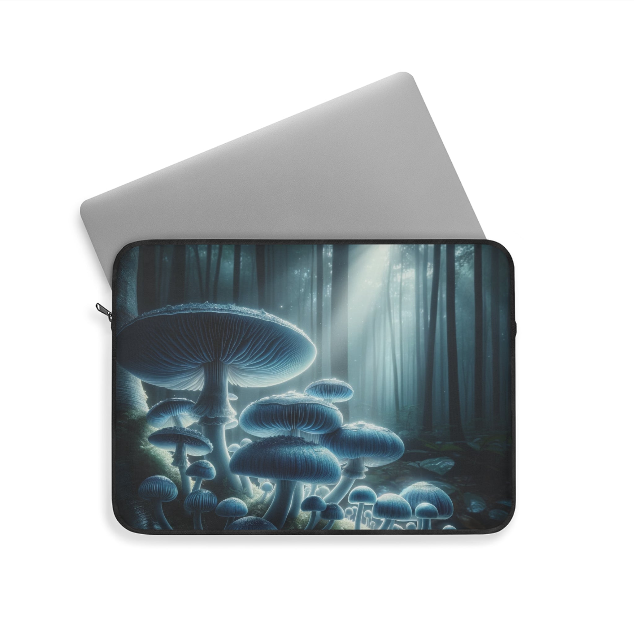 Blue color mushrooms in the forest - Laptop Sleeve