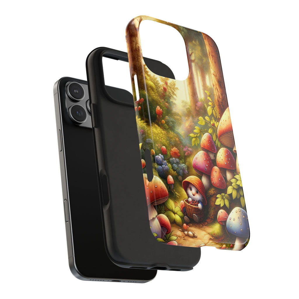 Gnomes sitting under mushroom - Tough Phone Case