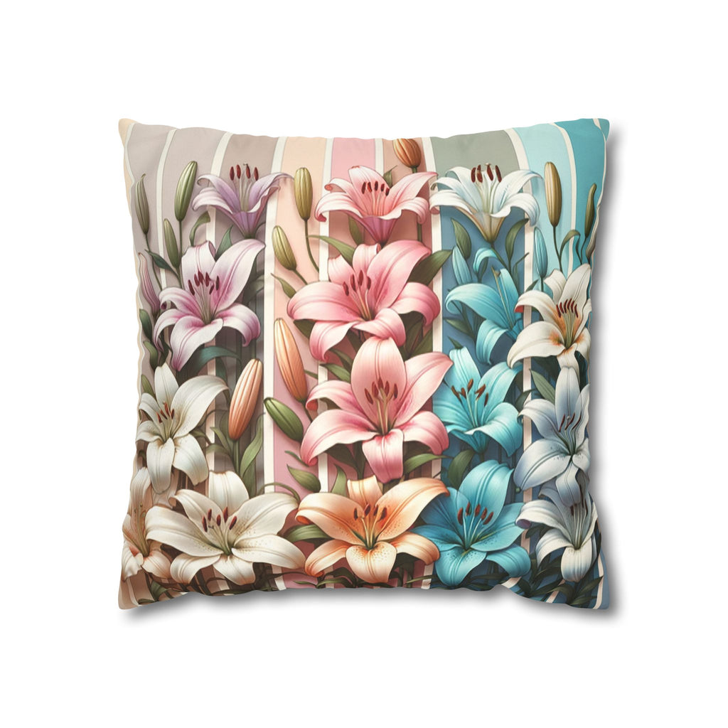 Lilies (in columns) - Suede Square Pillowcase