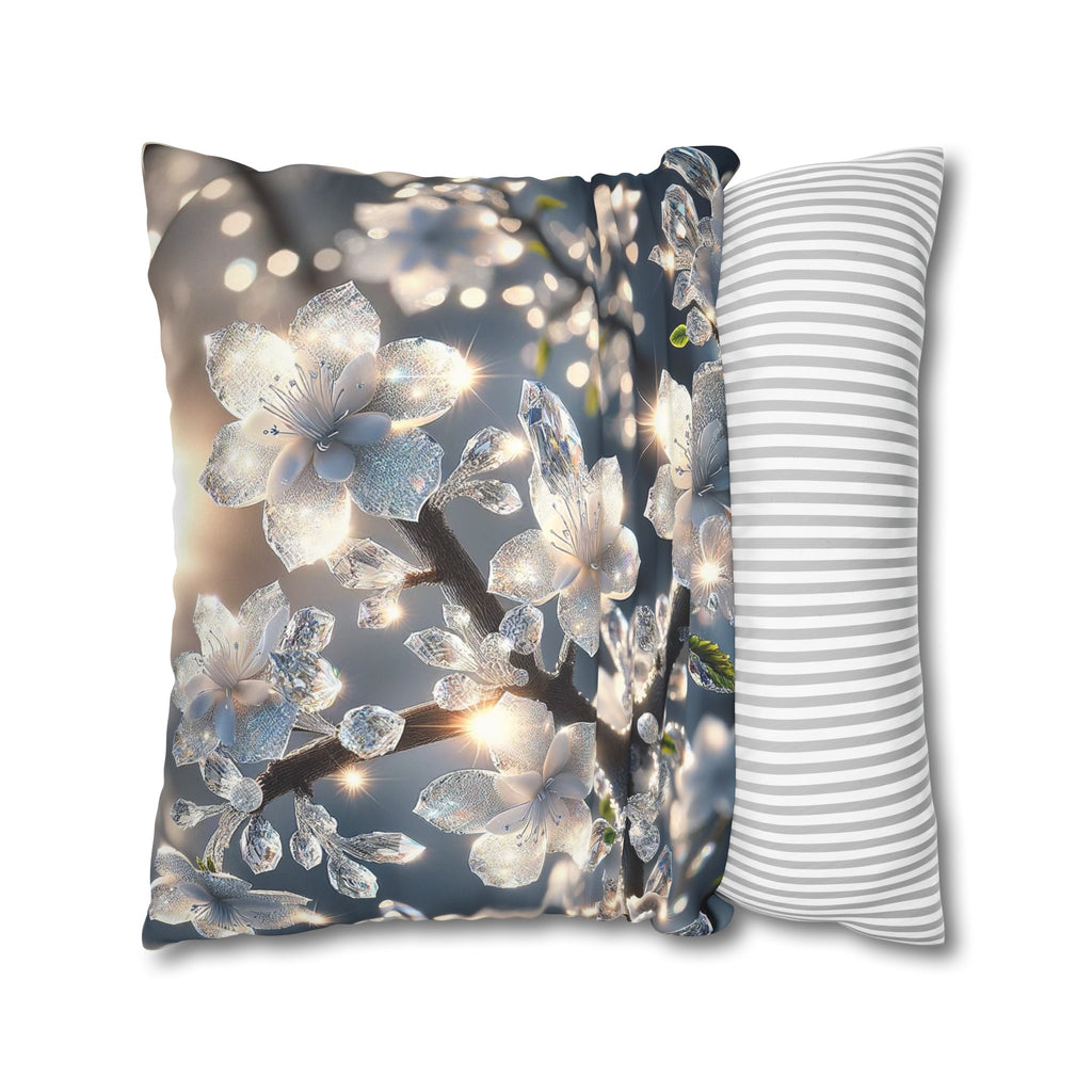 White, diamond flowers (5) - Suede Square Pillowcase