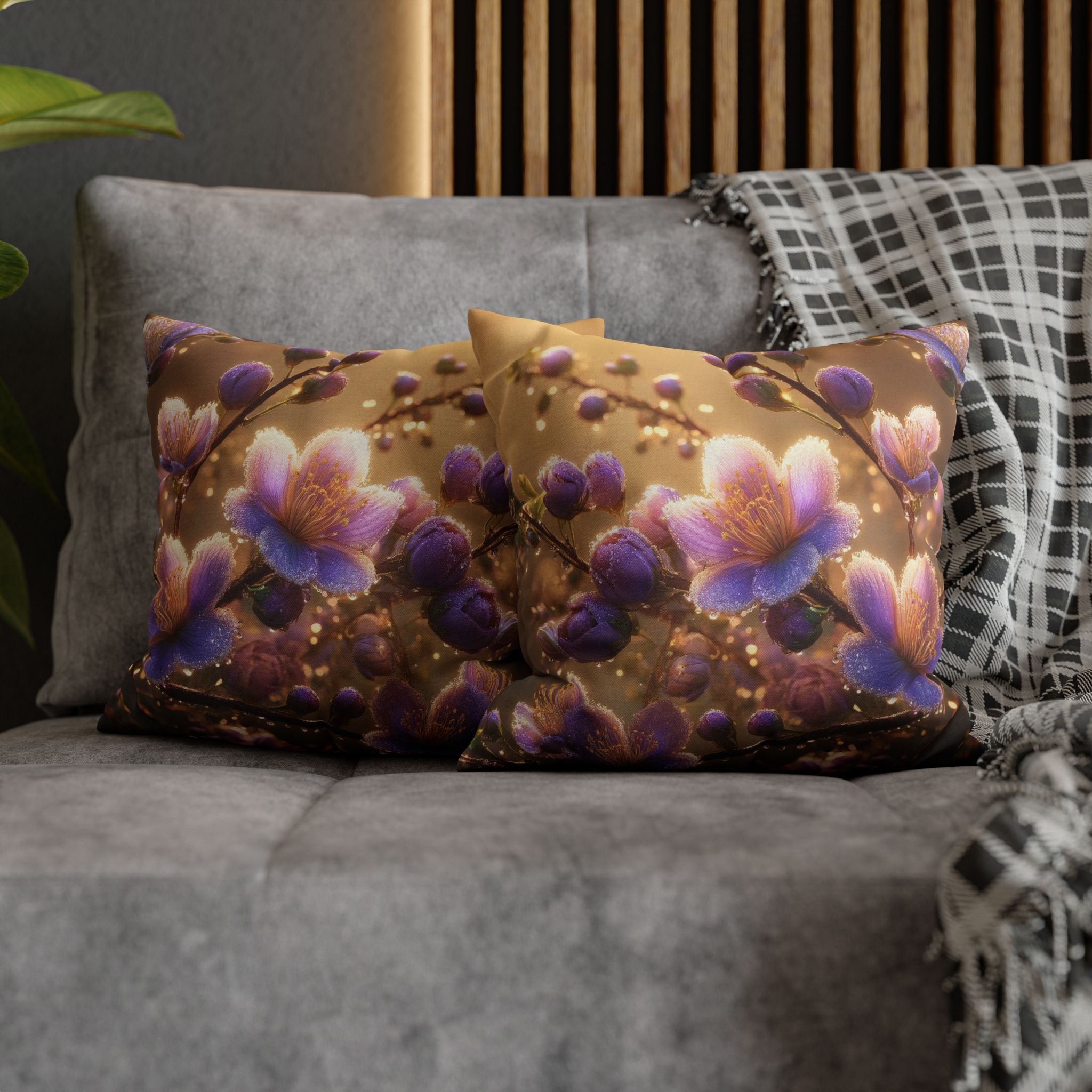 White-lavender flowers - Polyester Square Pillowcase