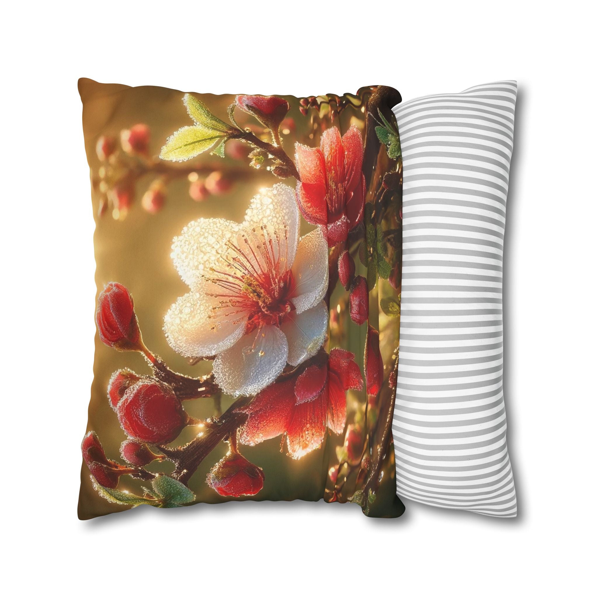 Bright red and white flowers - Suede Square Pillowcase