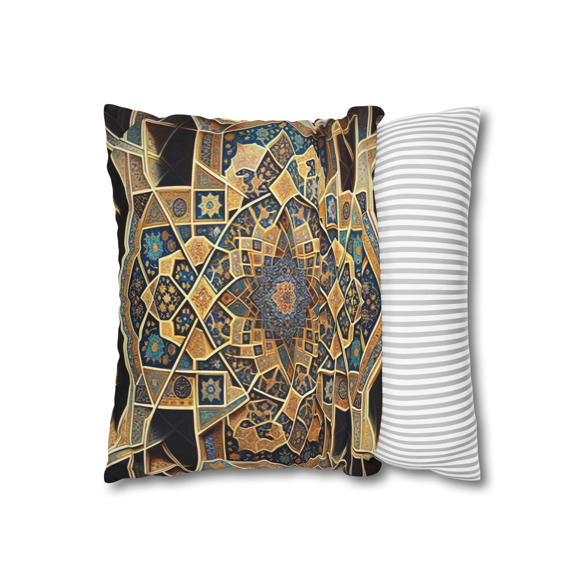 Persian Art, yellow-brown - Polyester Square Pillowcase