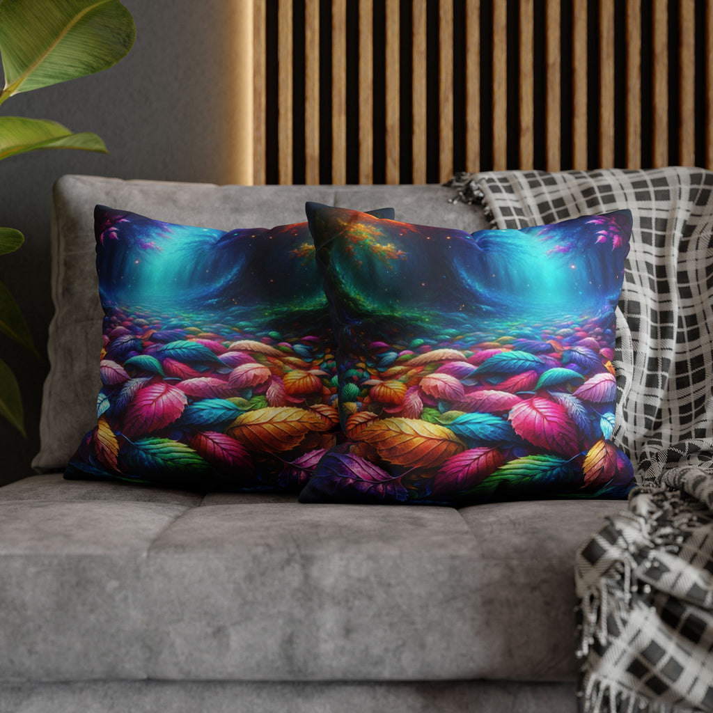 Magical leaves (blue light) - Suede Square Pillowcase