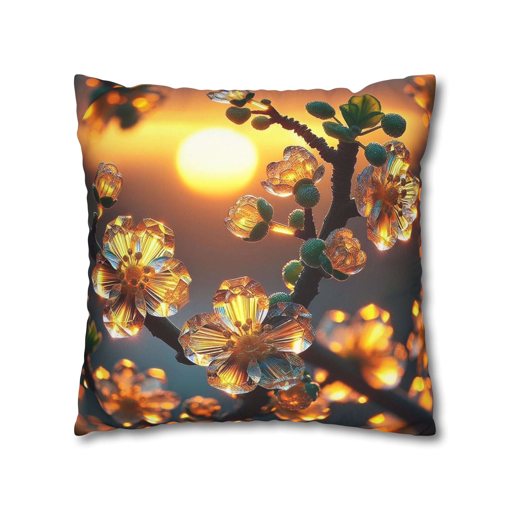Yellow diamond flowers (4) - Suede Square Pillowcase