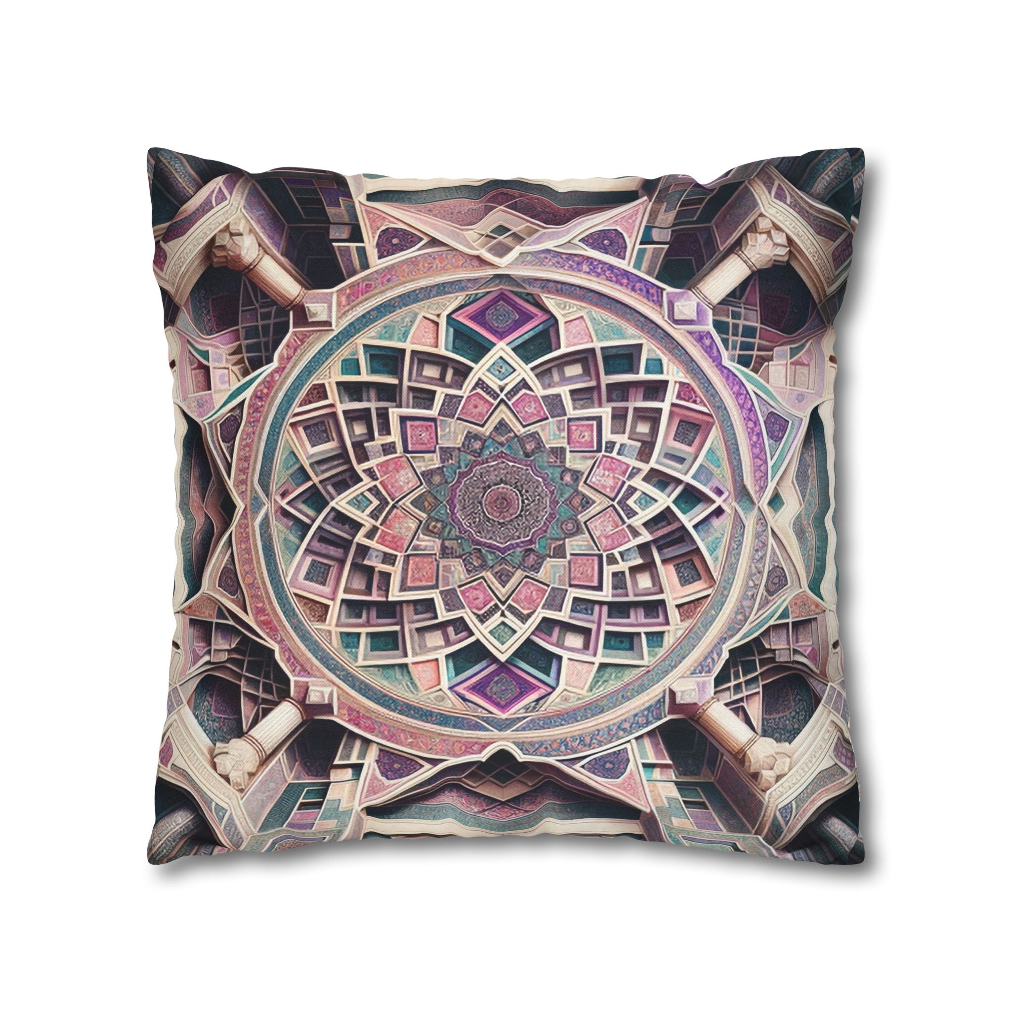 Persian art, grey-pink - Polyester Square Pillowcase