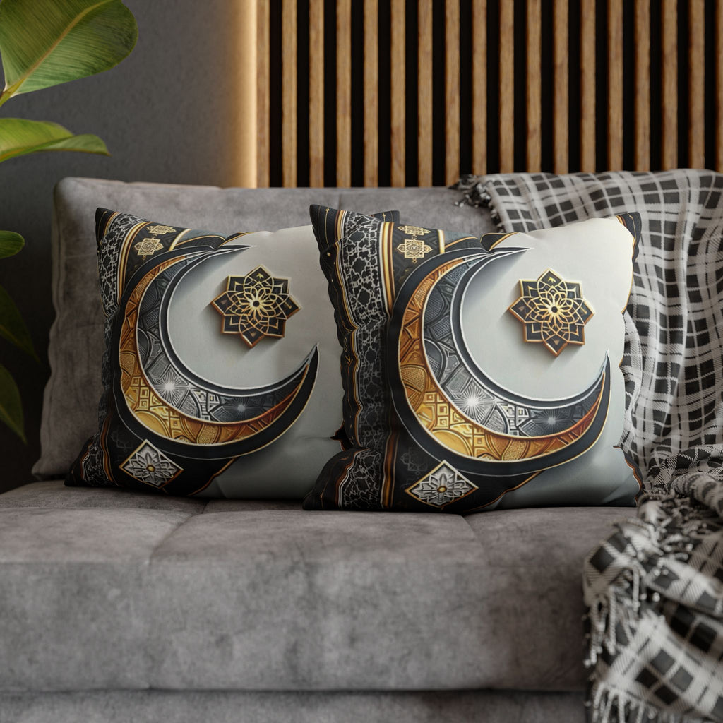 Islamic Art (gold & silver moon)) - Suede Square Pillowcase