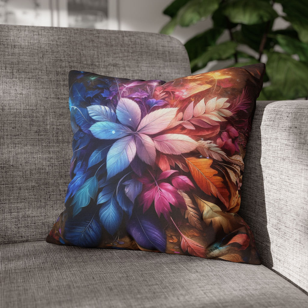 Pastel coloured magical Leaves - Polyester Square Pillowcase