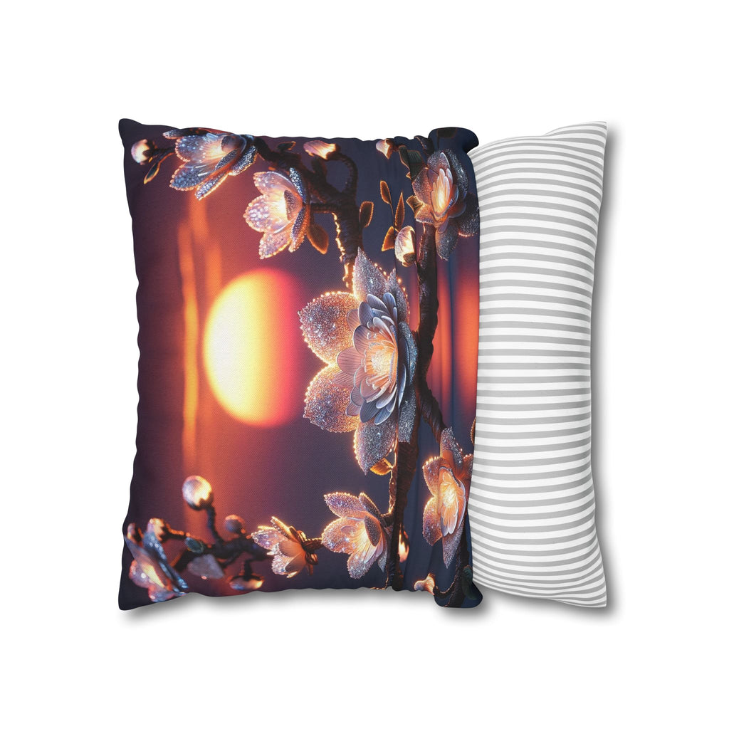 White flowers in the night - Polyester Square Pillowcase