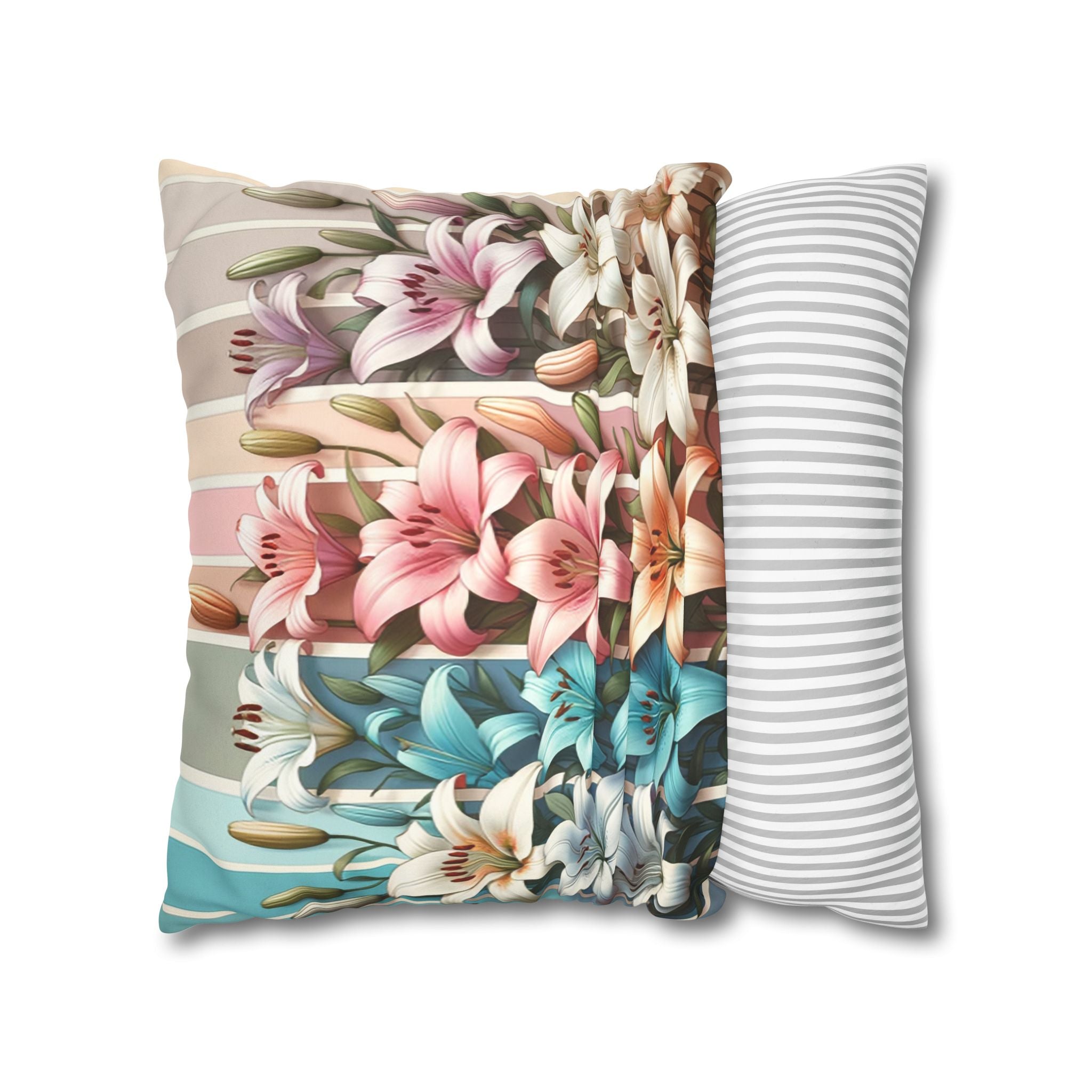 Lilies (in columns) - Suede Square Pillowcase