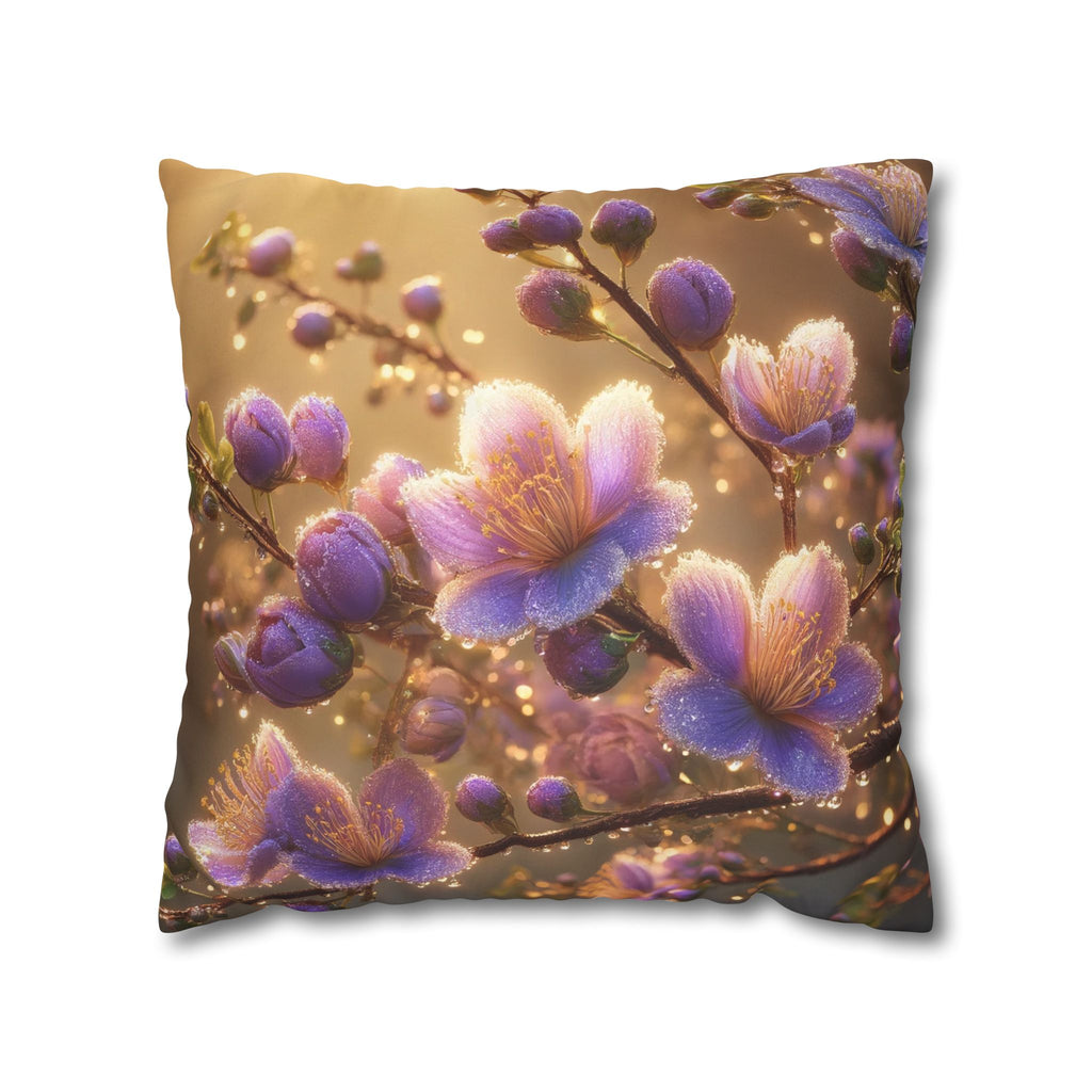Purple and white flowers - Suede Square Pillowcase