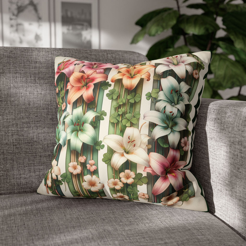 Lilies on a wall - Suede Square Pillowcase