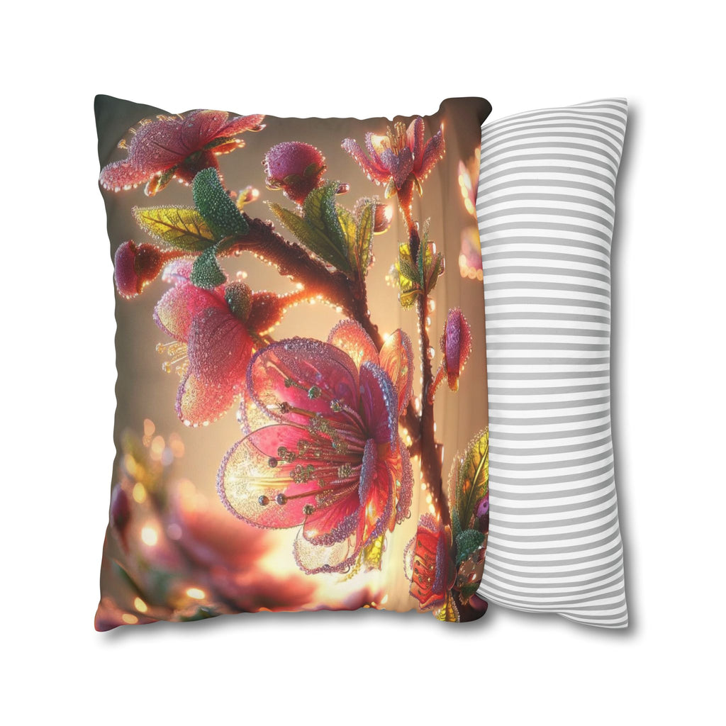 Large Pink flowers - Suede Square Pillowcase