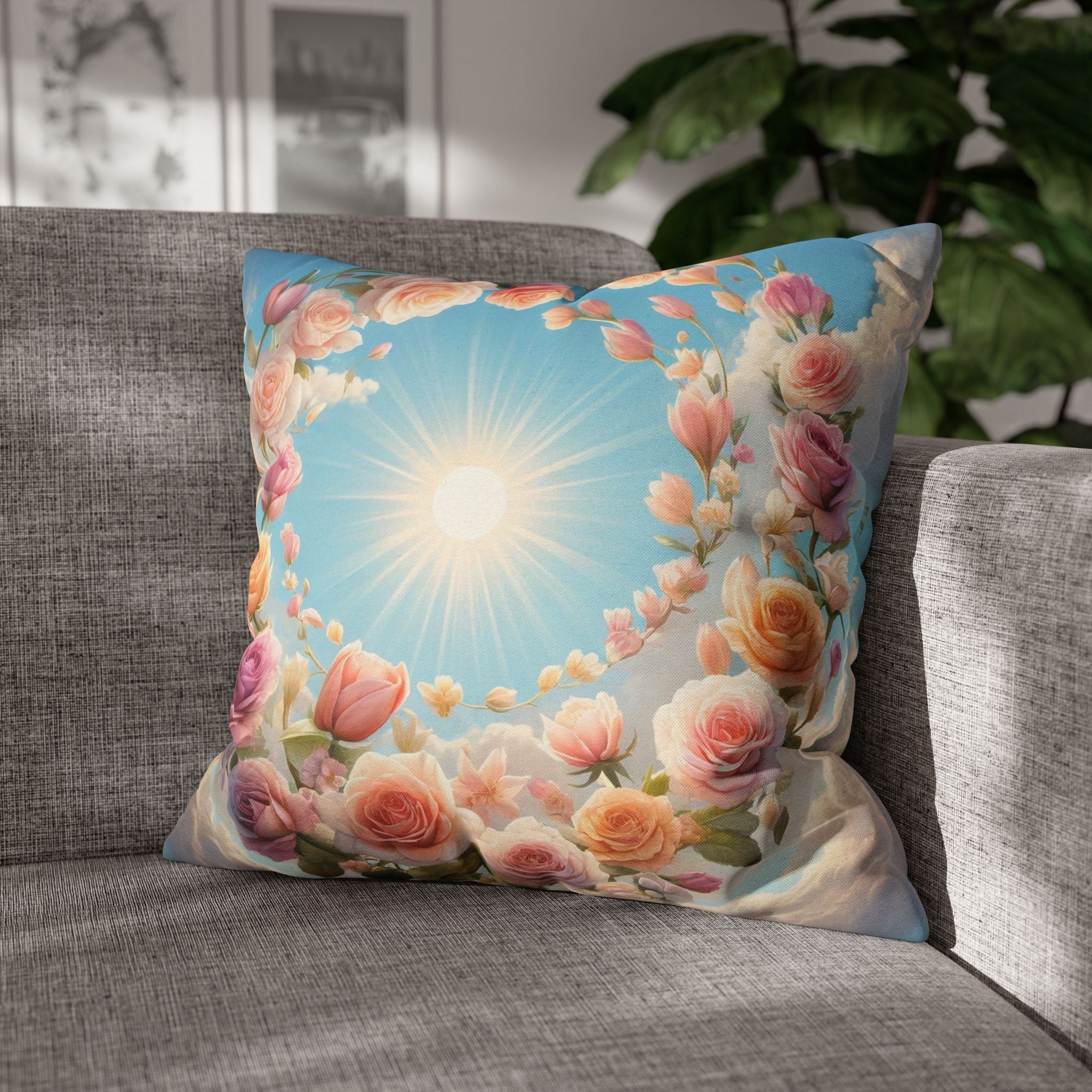 Roses in a circle - Polyester Square Pillowcase
