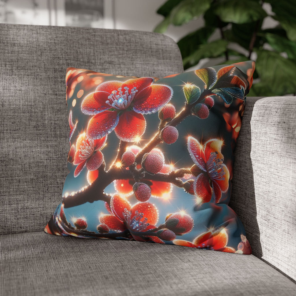 Red diamond flowers (in sun rise) - Suede Square Pillowcase