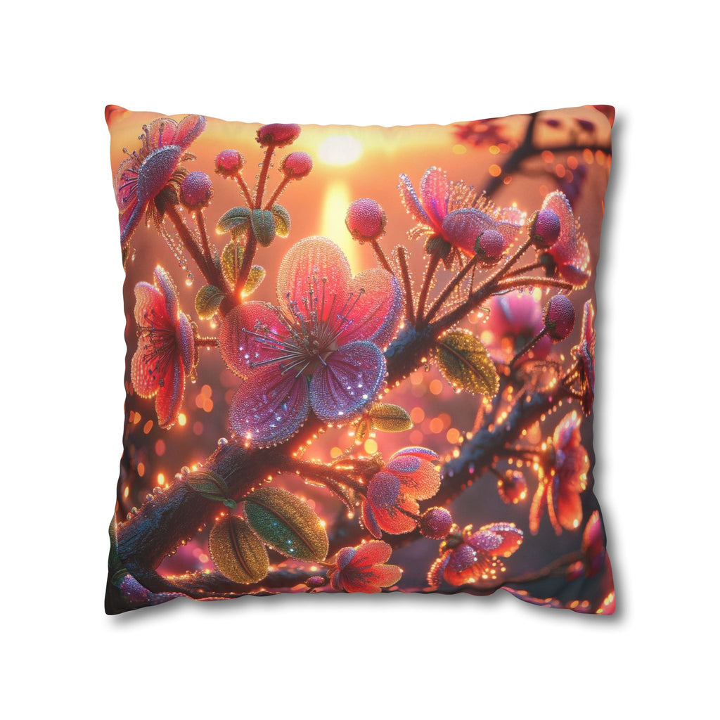 Pink diamond flowers - Suede Square Pillowcase