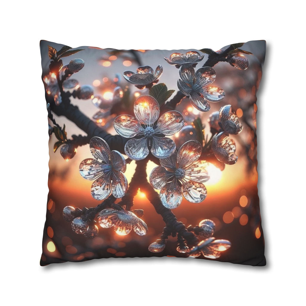 White, diamond flowers (in the evening) - Suede Square Pillowcase