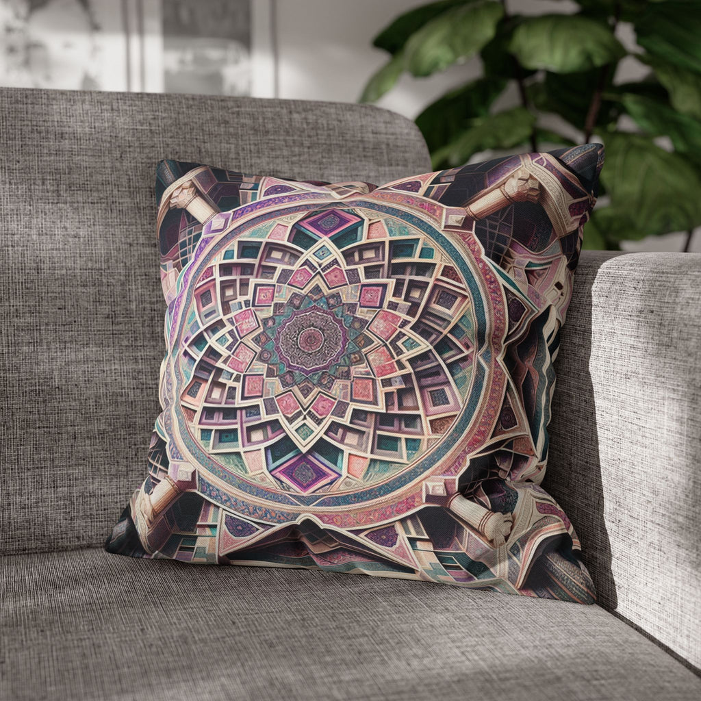 Persian art, grey-pink - Polyester Square Pillowcase