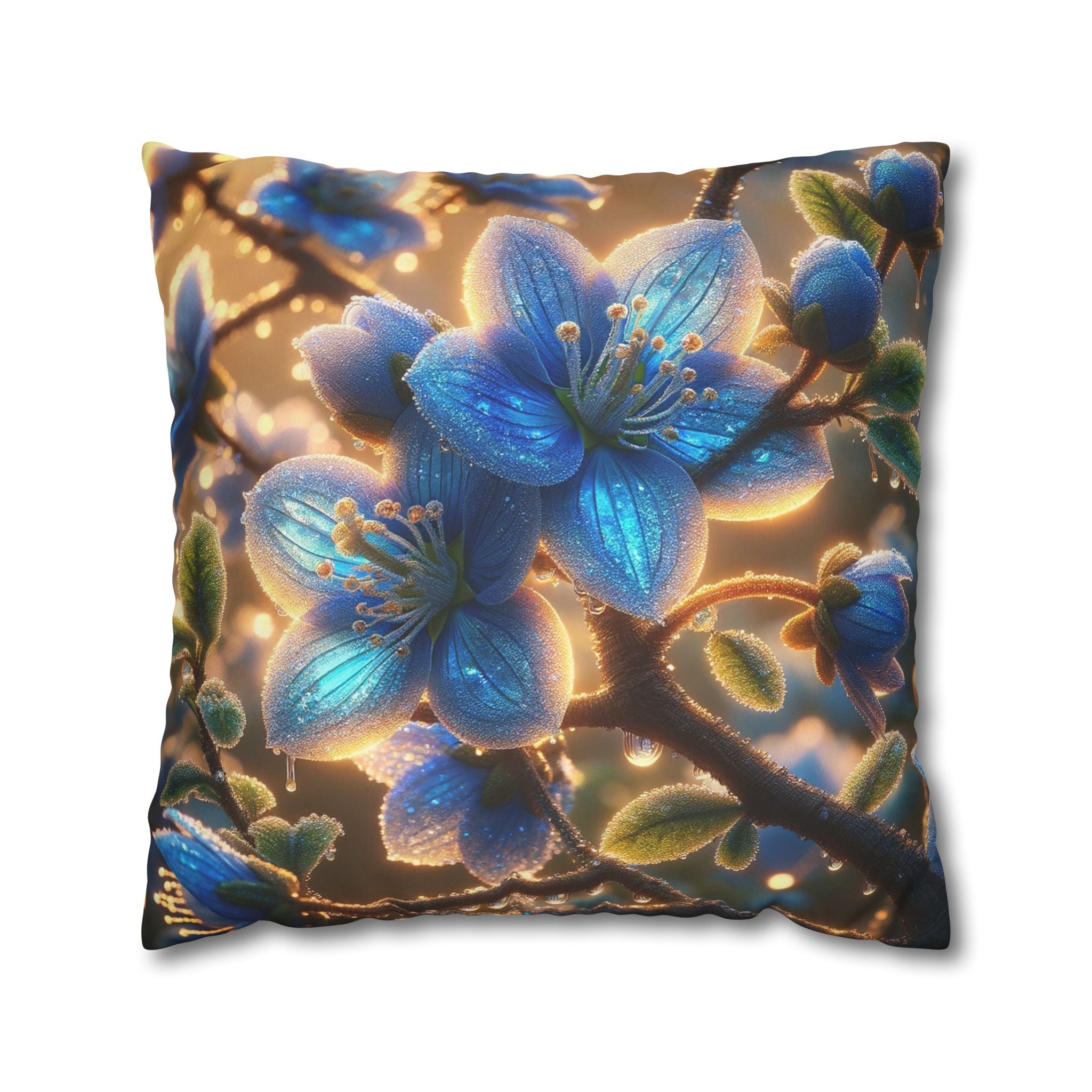 Large blue flowers  - Suede Square Pillowcase