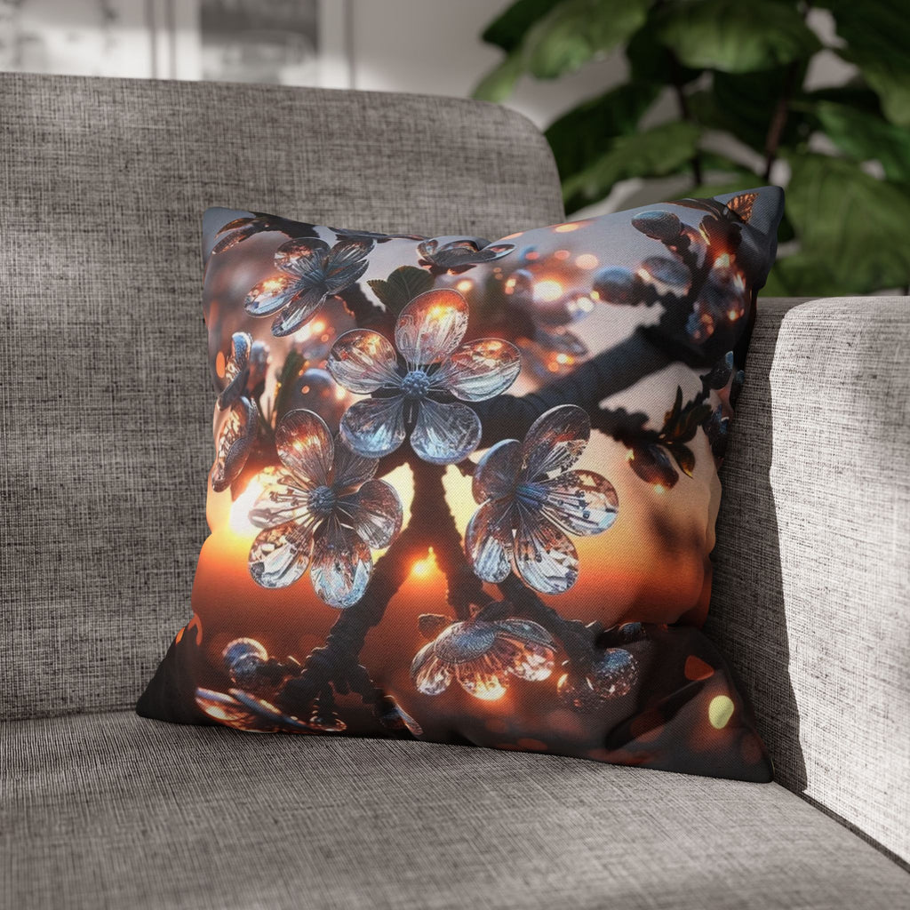 A branch full of white flowers - Polyester Square Pillowcase