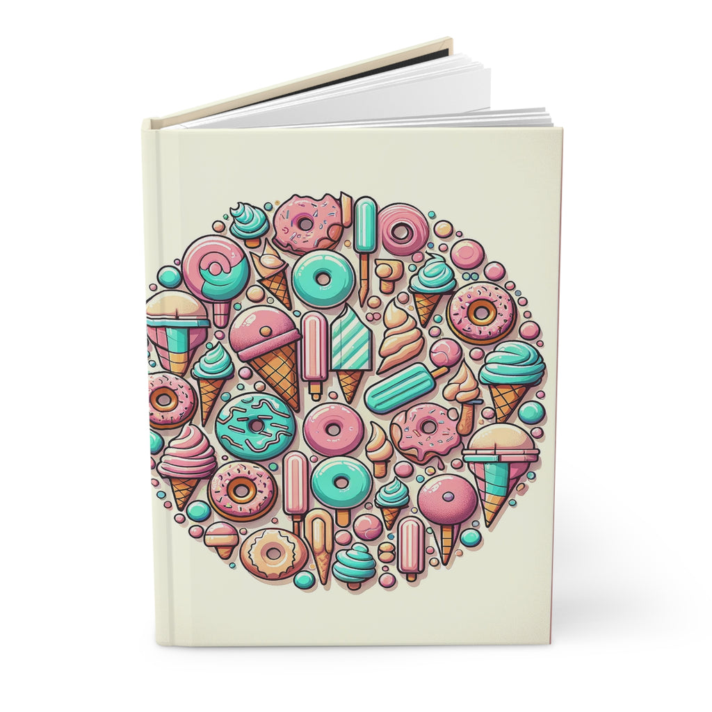 Circle of donuts and ice cream - Hardcover Notebook
