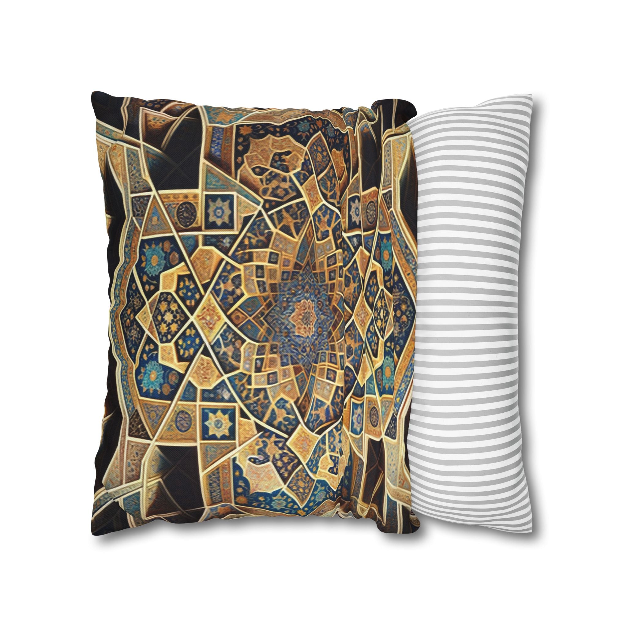 Persian Art, yellow-brown - Polyester Square Pillowcase