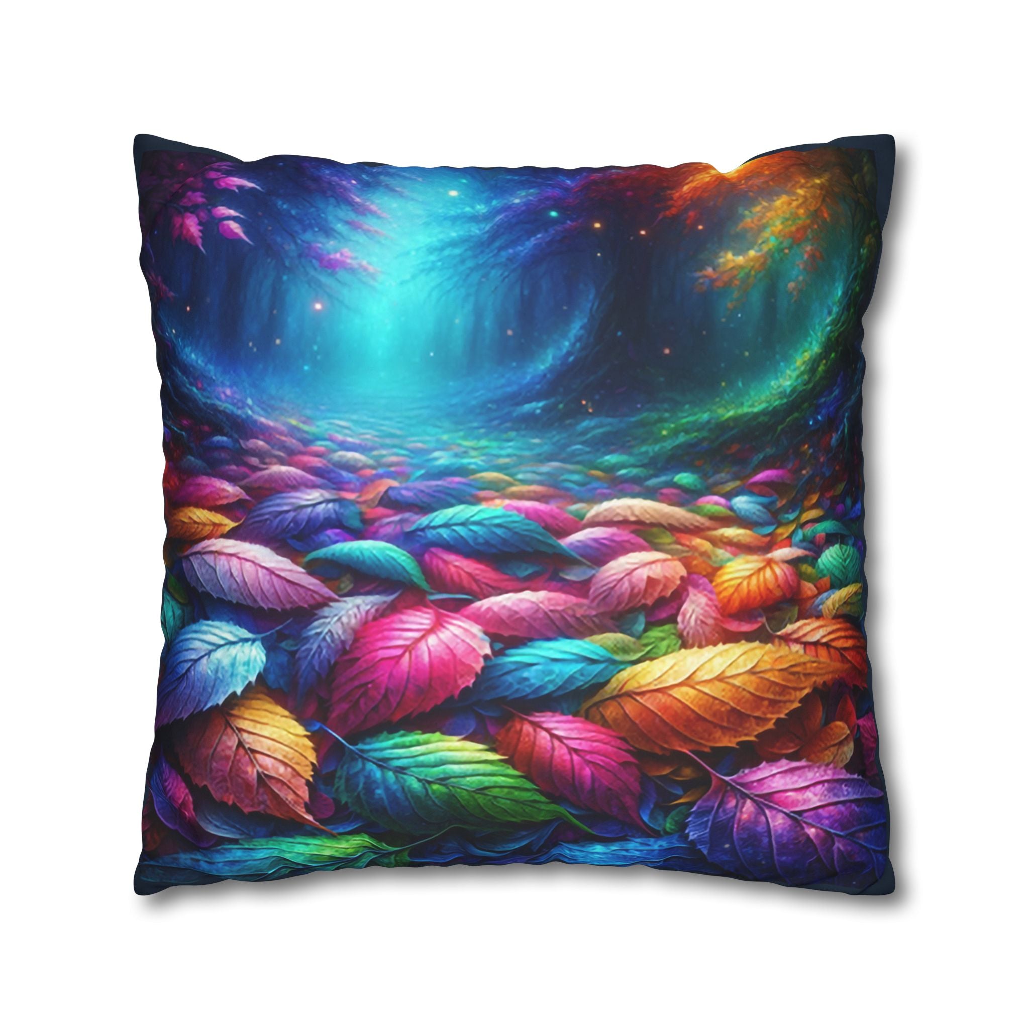 Magical leaves (blue light) - Suede Square Pillowcase
