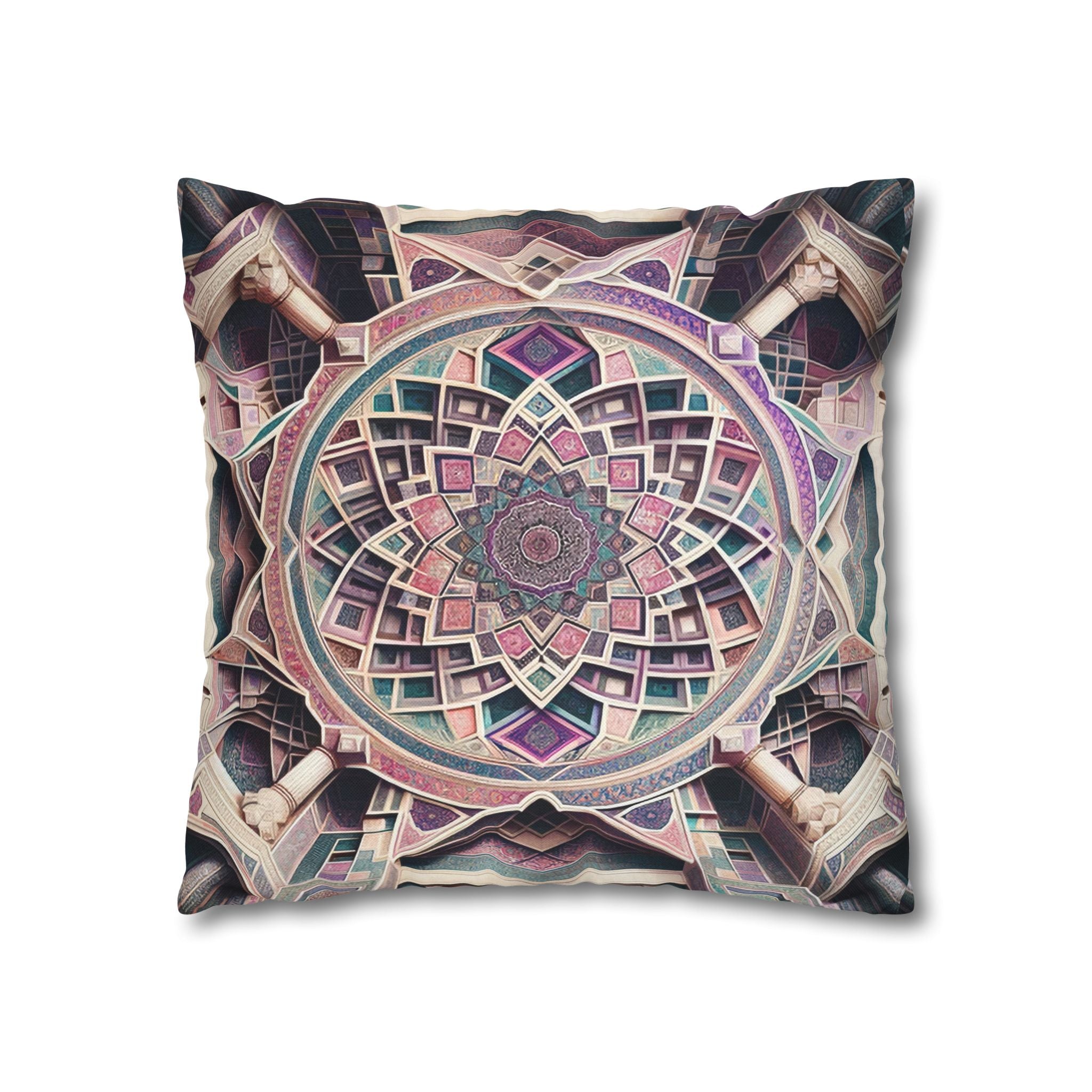 Persian art, grey-pink - Polyester Square Pillowcase